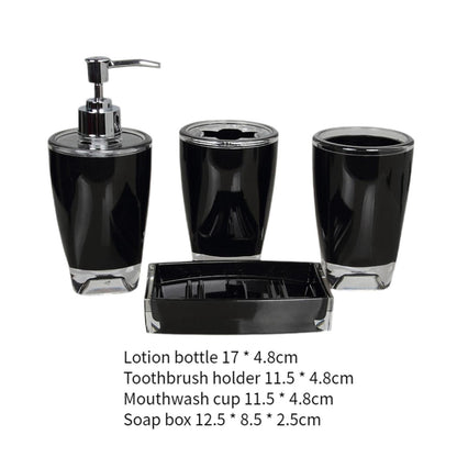 Lazsy 4 Pieces Soap Dispenser Toothbrush Holder Apartment Essentials Acrylic Organizer Black